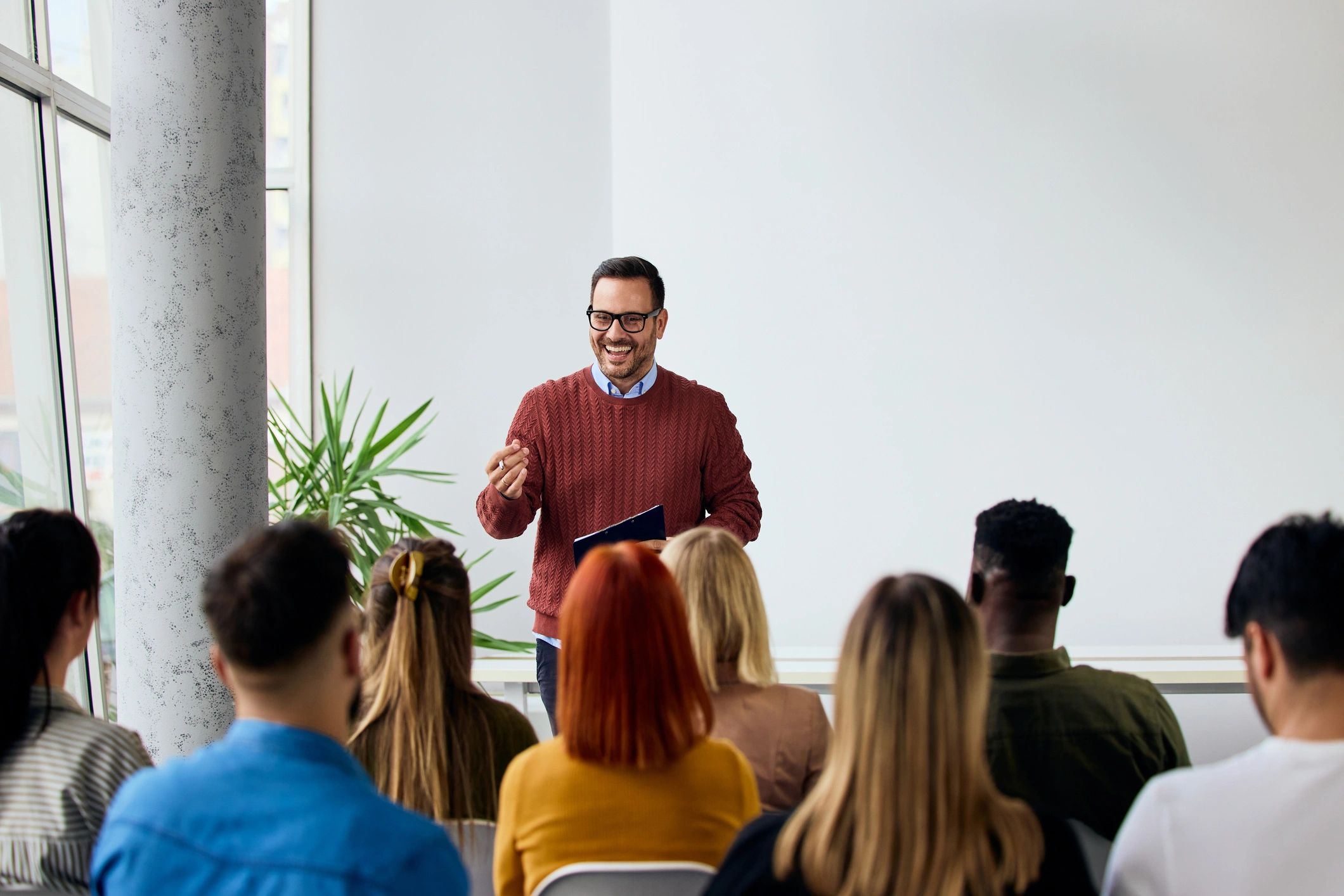 Founder of MEPtoday speaking at a workshop